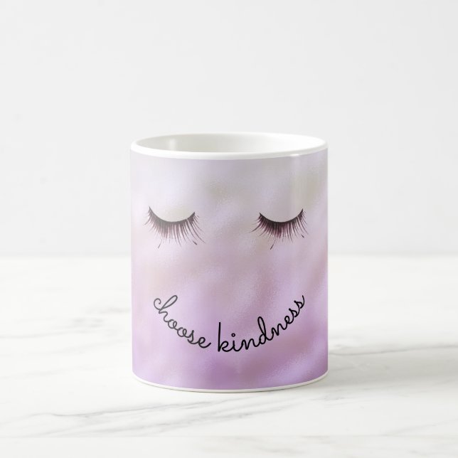 Lila Pink Ombre Black Eyelashes Kindheit Kaffeetasse (Mittel)