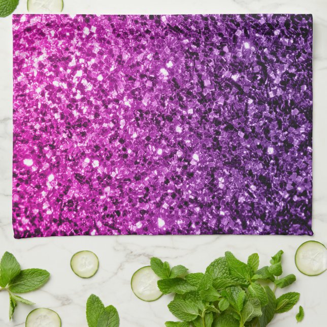 Lila Pink Ombre Glitzer Glitzern Geschirrtuch (Gefaltet)