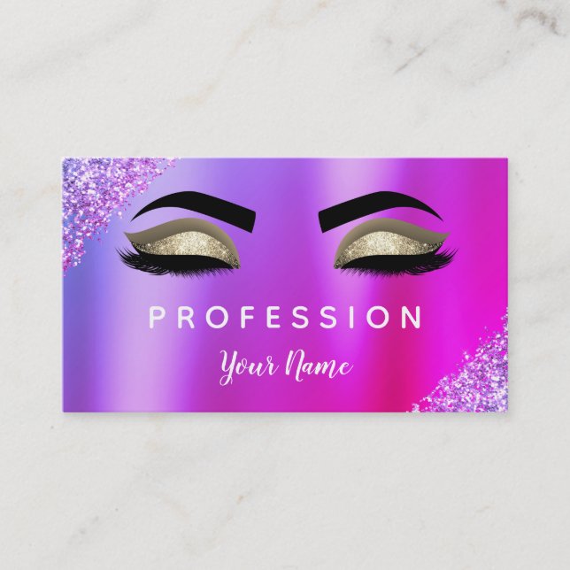 Lila Pink Ombre Glitzer Sparkle Makeup Artist Visitenkarte (Vorderseite)