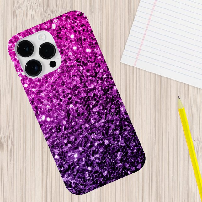 Lila Pink Ombre Imitate Glitzer Glitzern Case-Mate iPhone Hülle (Sparkle up and protect your phone with trendy faux sparkles phone case. In many different colors.)