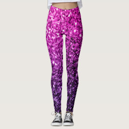 Lila Pink Ombre Imitate Glitzer Glitzern Leggings