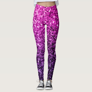 Lila Pink Ombre Imitate Glitzer Glitzern Leggings