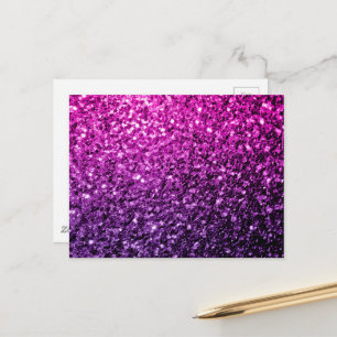 Lila Pink Ombre Imitate Glitzer Glitzern Postkarte