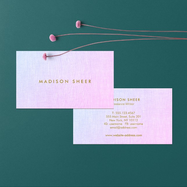 Lila Pink Ombre Imitate Linen Beauty Salon Visitenkarte (Von Creator hochgeladen)