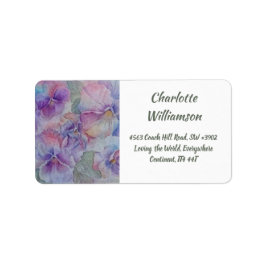 Lila Pink-Pansy-Blume in Wasserfarbenadresse Adressaufkleber