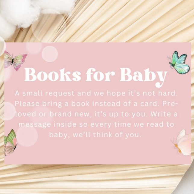 Lila Pink Pastel Butterfly Buch für Baby Ticket Begleitkarte (Pink Purple Pastel Butterfly Girl Baby Shower)