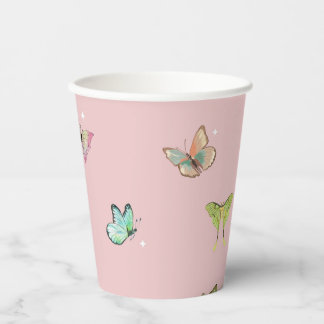 Lila Pink Pastell Butterfly Pappbecher