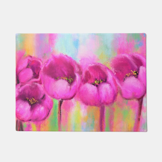 Lila Pink Tulip Doormat Fußmatte (Vorderseite)