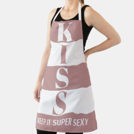 Lila pink und weiß Behalt It Super Sexy KISS Schürze