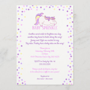 Lila Pink Unicorn Baby Sprinkle Einladung
