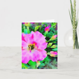 Lila Pink Wasserfarbe Sommerfarbe Rose Dankeskarte