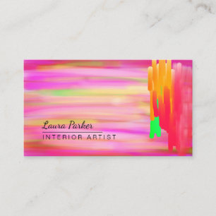 Lila Pink Watercolor Abstrakt Painted Artist Visitenkarte