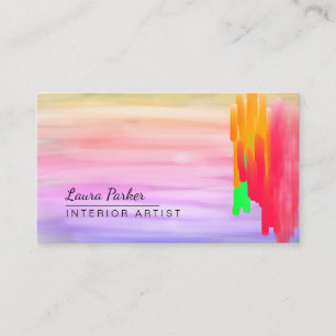 Lila Pink Watercolor Abstrakt Painted Artist Visitenkarte