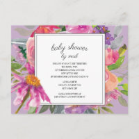 Lila Pink Watercolor Floral Baby Dusche per Mail