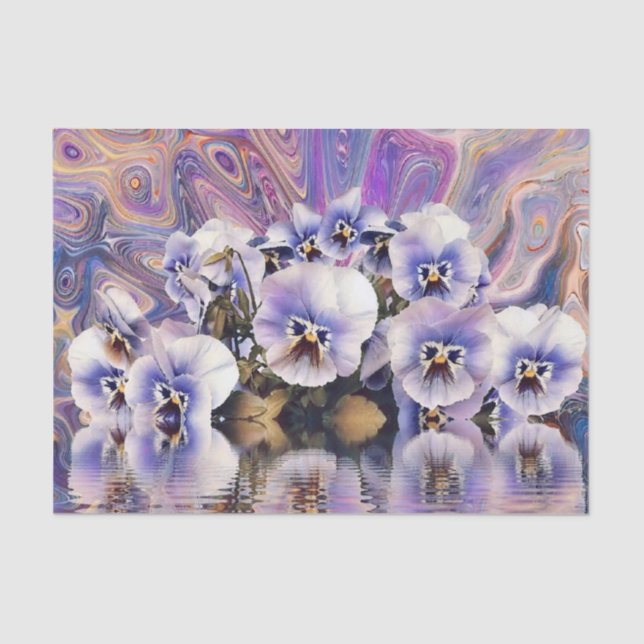 Lila Pink Weiße Stiefmütterchen in der Nähe von Wa Seidenpapier (Vorderseite)