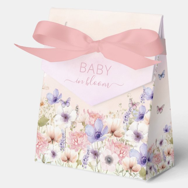 Lila Pink Wildblume Schmetterlinge Baby in Bloom Geschenkschachtel (Vorderseite)