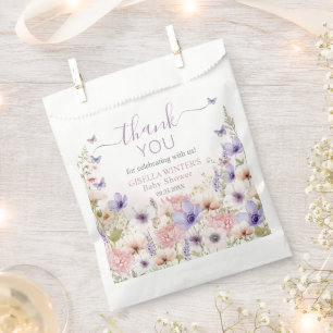 Lila Pink Wildblume Schmetterlinge Baby in Bloom Geschenktütchen