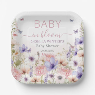 Lila Pink Wildblume Schmetterlinge Baby in Bloom Pappteller
