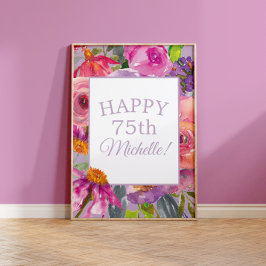 Lila Pink Wildblumen Aquarell Happy 75. Poster