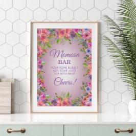 Lila Pink Wildblumen Kinderdusche Momosa Bar Poster