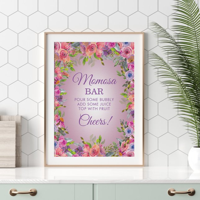 Lila Pink Wildblumen Kinderdusche Momosa Bar Poster (Von Creator hochgeladen)