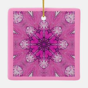 LILA PINKFLORALE MIT HERZEN BLUME PETTEN KERAMIKORNAMENT