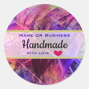 Lila Pinks Moderne, Abstrakt handgefertigt Runder Aufkleber