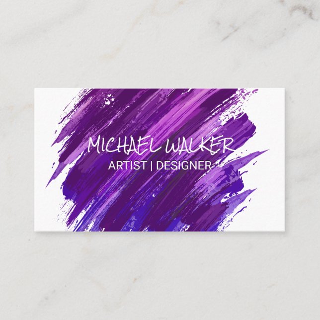 Lila Pinselstrich Visitenkarte (Vorderseite)