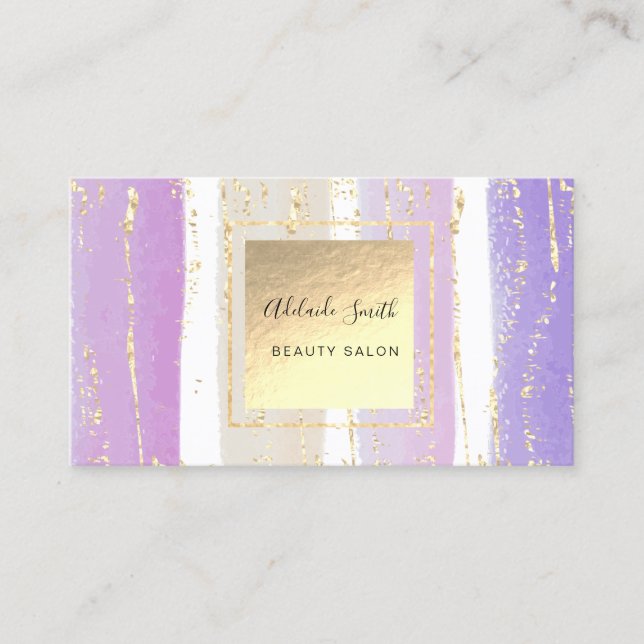 lila Pinselstriche in Aquarellfarbe Visitenkarte (Vorderseite)
