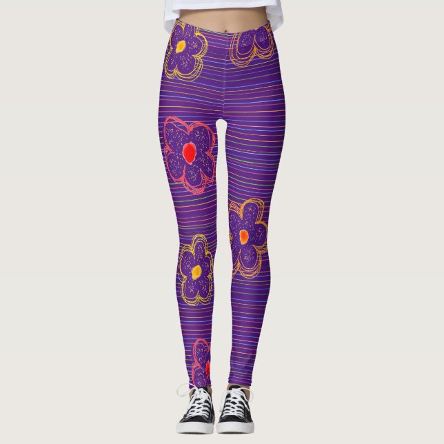 Lila Pinstripe Leggings (Vorderseite)