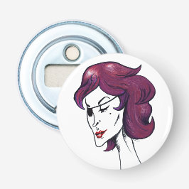 Lila Piratenlady Violette Haarfrau Zeichnung Kunst Flaschenöffner