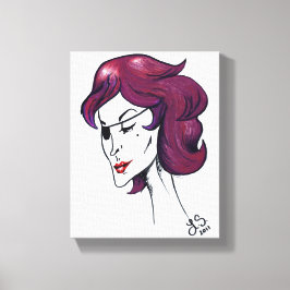 Lila Piratenlady Violette Haarfrau Zeichnung Kunst Leinwanddruck