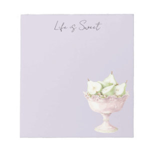 Lila Pistaziengrüne Birnen Frucht Notizblock