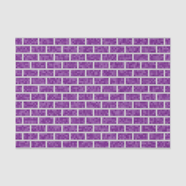 Lila Pixelated Blick-Ziegelstein-Muster Seidenpapier (Vorderseite)