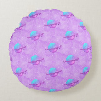 Lila Planet Rundes Kissen