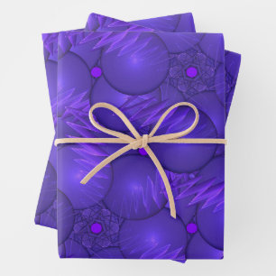 Lila Planeten und Blitze Geschenkpapier Set