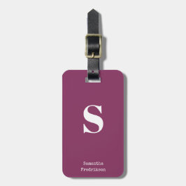 Lila Plum Berry Monogram Name Stilvolle Schreibmas Gepäckanhänger