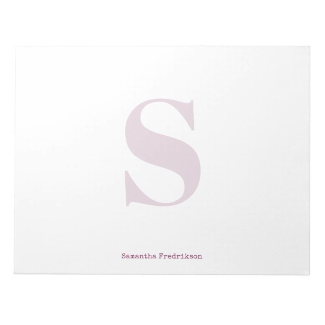 Lila Plum Dark Berry Monogram Stilvolle Schreibmas Notizblock (Vorderseite)