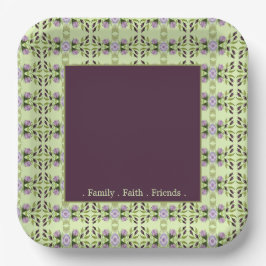 Lila Plum floral Gemustert Pappteller