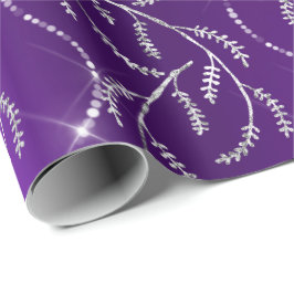 Lila Plum Funkelnd Laurel Silver Diamonds Geschenkpapier