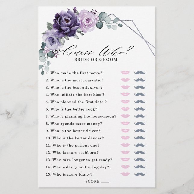 Lila Plum Silver Floral Bloom Brautparty (Vorderseite)