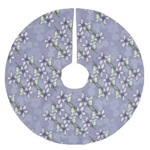 Lila Poinsettias & Snowflakes Weihnachten Polyester Weihnachtsbaumdecke