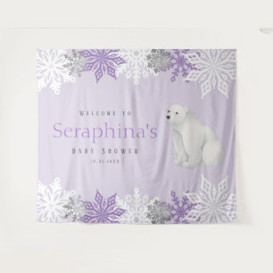Lila Polar Bear Baby Dusche Hintergrund Wandteppich
