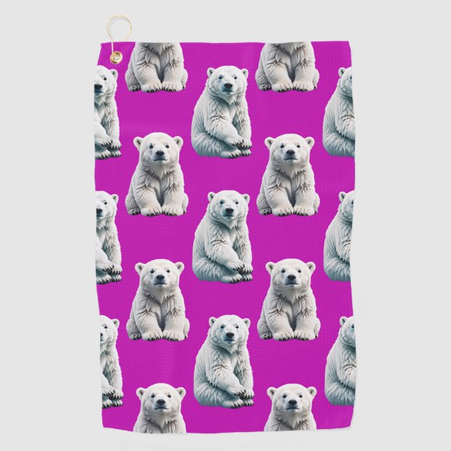 Lila Polarbär-Musterdesign  Golfhandtuch (Vorderseite)
