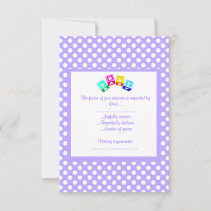 LILA POLKA DOT BABY SHOWER UAWG BLOCKS RSVP KARTE
