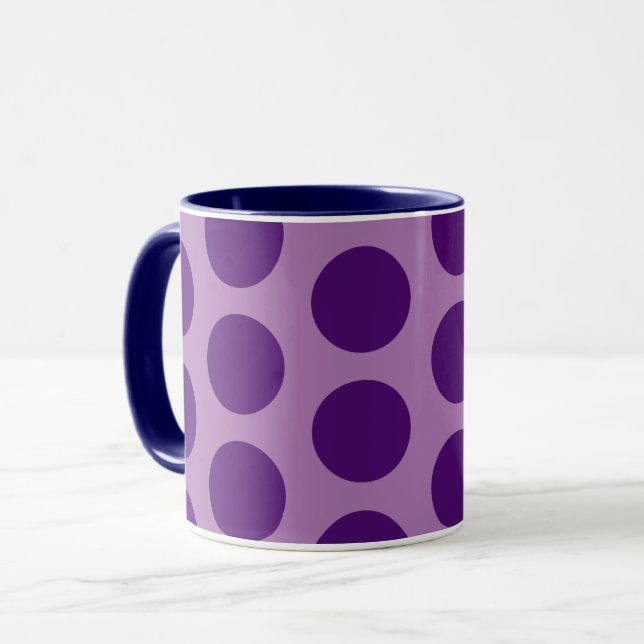 Lila Polka Dot Fun Art Tassen Cup (Vorderseite Links)