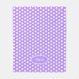Lila Polka-Dot-individuelle Name-Decke Fleecedecke