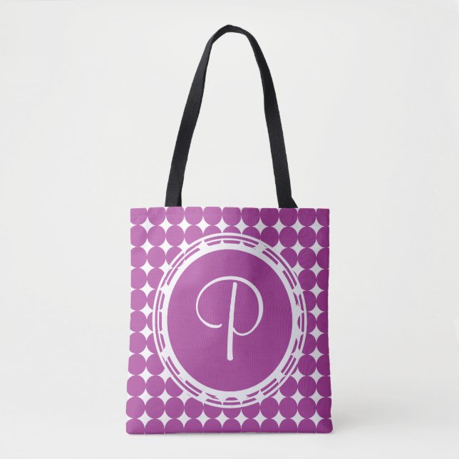 Lila Polka Dot Monogramm (Vorderseite)