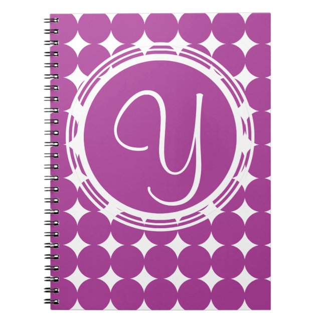 Lila Polka Dot Monogramm Notizblock (Vorderseite)