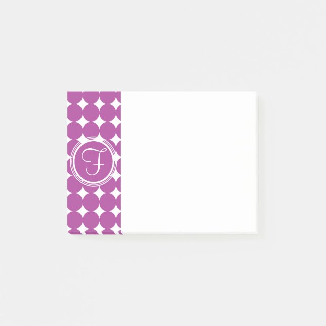 Lila Polka Dot Monogramm Post-it Klebezettel (Vorderseite)